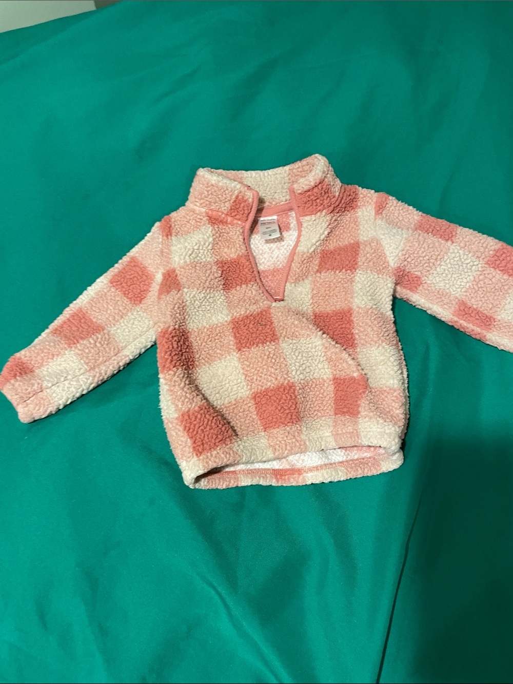 Carter's Pink and Cream Buffalo-Check Sherpa Pullover